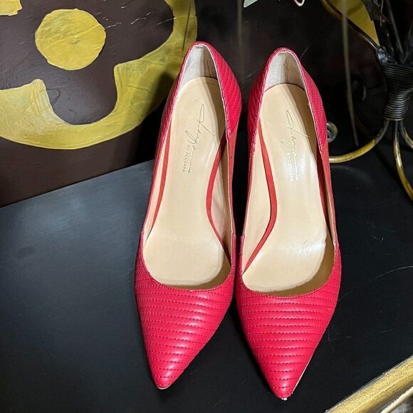 Zaya by Zendaya Sexy Red Faux Leather Pumps Size 7 - Picture 3 of 5